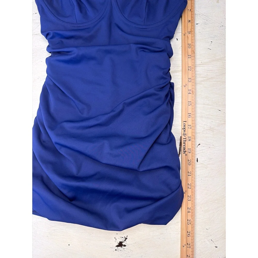 SKIMS Swim Suit Dress Women XS Blue Ruched Underwire Adjustable Straps Beach